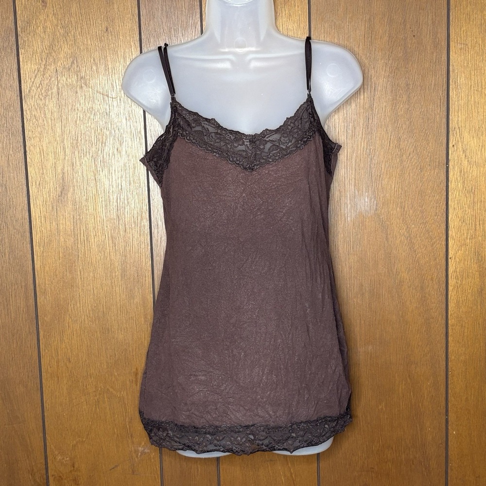 Y2K Zenana Outfitters Cami Women's L Brown Lace Boho Fairy Grunge‎ Twilight Core